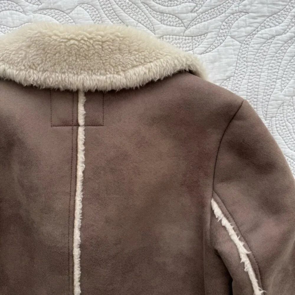 Abercrombie & Fitch - Faux Shearling Coat - Taupe - Picture 7 of 10